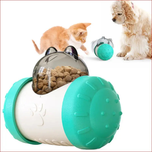 Funny dog treat leaking toy with wheel interactive for dogs