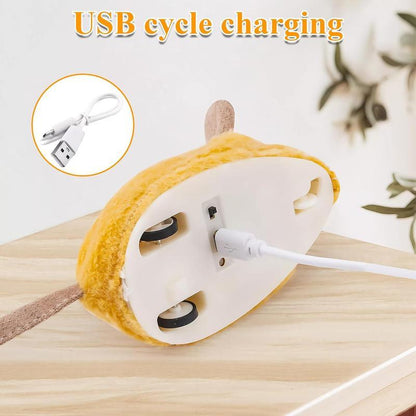 USB Cycle Charging" – The Interactive LED Cat Mouse Toy shown with its USB charging feature, highlighting its rechargeable functionality for continuous play.