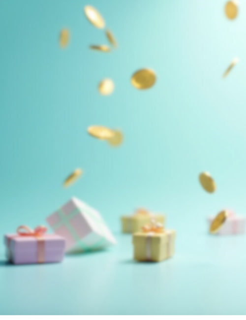 money and gifts in a blue background 2
