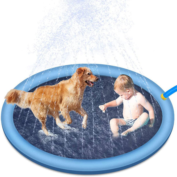 Non-slip inflatable splash pad for dogs – outdoor water play mat for cooling and fun and diversion 