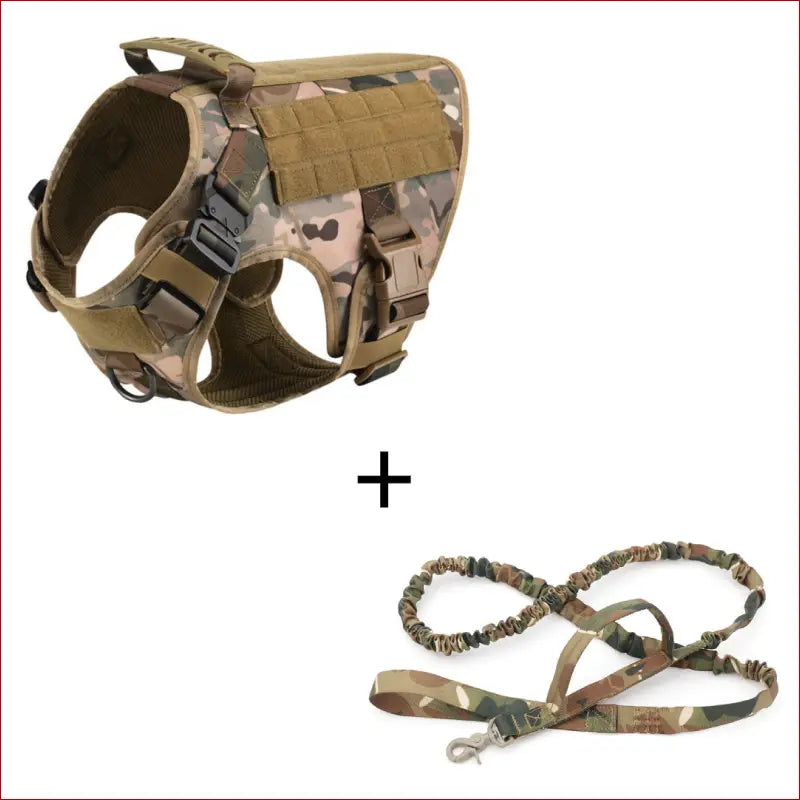 Outdoor tactical dog vest for large dogs - Camouflage set /