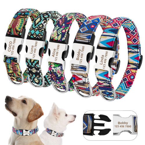 Personalized dog collar. Anti-lost nameplate ID tag collar. - Happy Pets