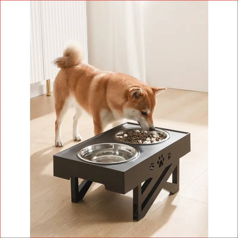 Pet feeder stainless steel folding bowl - Black 