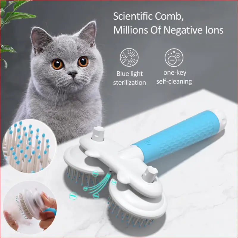 Pet brush double-headed/ one-button self cleaning/ pet hair