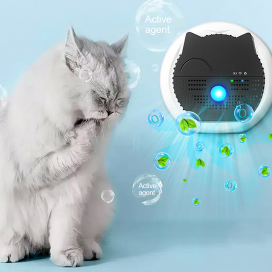 Pet deodorizer and litter box odor eliminator for cat urine with smart ozone air purifier cover image