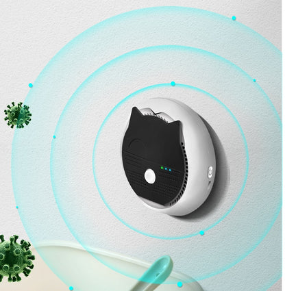 Pet deodorizer and litter box odor eliminator for cat urine with smart ozone air purifier hanging in the wall 