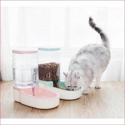 Automatic Pet Feeder and Drinking Fountain. Pet Feeding. - Happy Pets