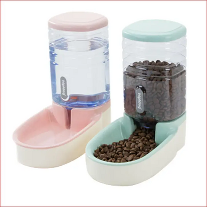 Automatic Pet Feeder and Drinking Fountain. Pet Feeding. - Happy Pets