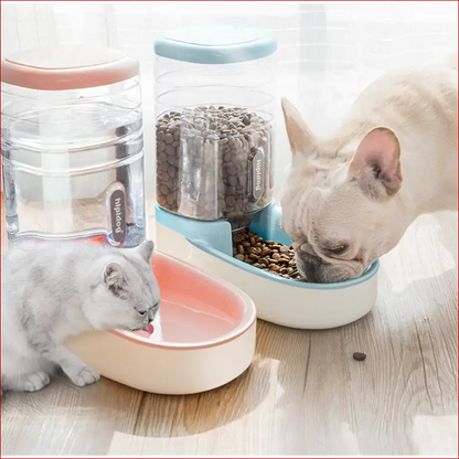 Automatic Pet Feeder and Drinking Fountain. Pet Feeding. - Happy Pets