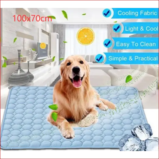 Pet dog cat ice pad for cooling in summer - Blue / 102x70cm