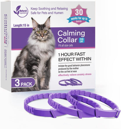 Pet Soothing Calming Collar for Dogs and Cats – Natural Anxiety Relief cat 3 pcs purple variant
