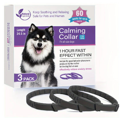 Pet Soothing Calming Collar for Dogs and Cats – Natural Anxiety Relief dog 3pcs black variant