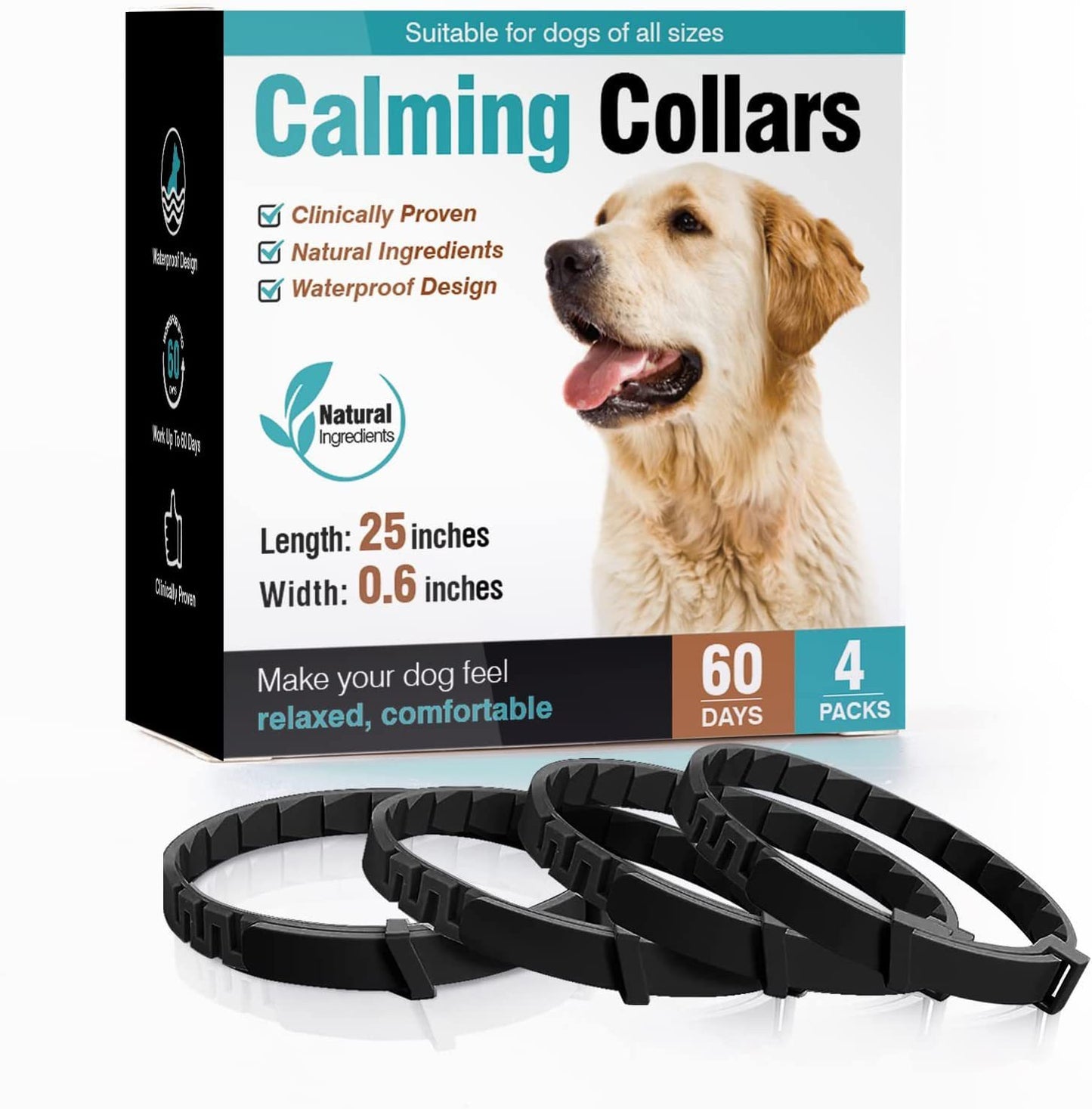 Pet Soothing Calming Collar for Dogs and Cats – Natural Anxiety Relief dog 4pcs black variant