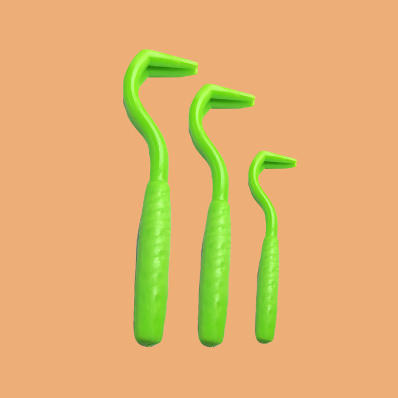 Pet Tick Remover Hook in green color, ideal for painless tick removal from your dog