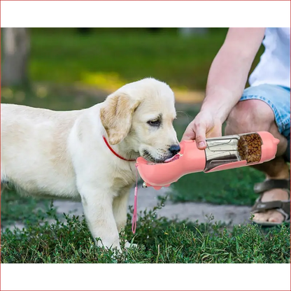 Pet Water Bottle with Feeder Bowl & Garbage Bag Storage. - Happy Pets