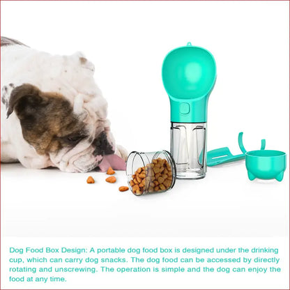 Pet Water Bottle with Feeder Bowl & Garbage Bag Storage. - Happy Pets