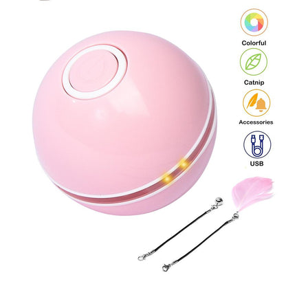 Pink USB variant LED pet toy ball on a surface, perfect for cats