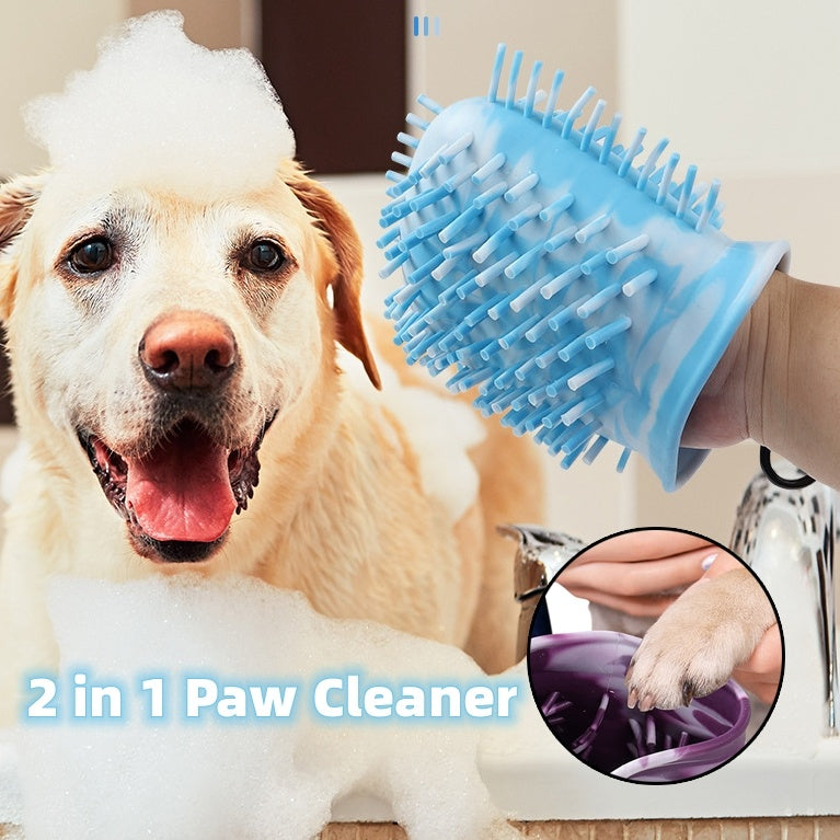 Portable 2-in-1 dog paw cleaner cup with foot wash brush for pets 2 in 1 cleaner