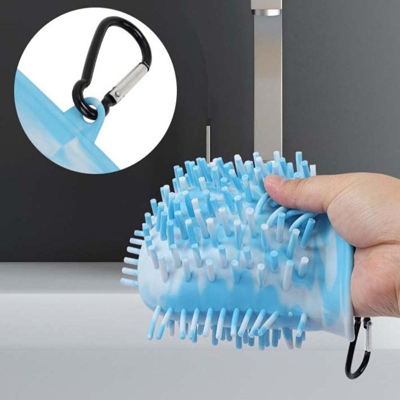 Portable 2-in-1 dog paw cleaner cup with foot wash brush for pets design