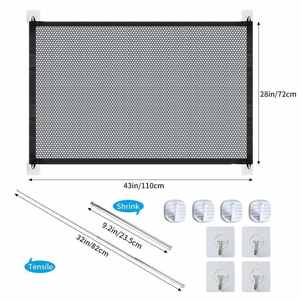 Portable Pet Safety Gate, variant S (43" x 29"), showing its dimensions and fit for smaller spaces or doorways. Ideal for smaller pets.