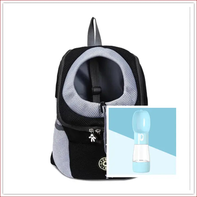 Portable travel outdoor pet carrier bag - Black blue / L -