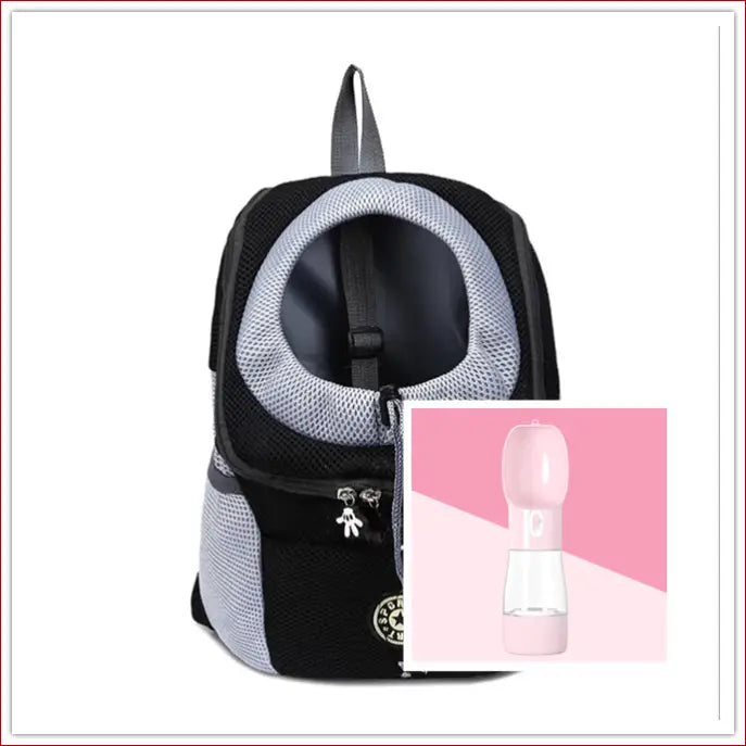 Portable travel outdoor pet carrier bag - Black pink / L -