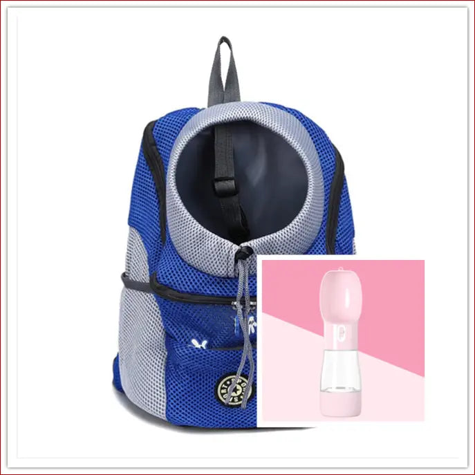 Portable travel outdoor pet carrier bag - Blue pink / L -