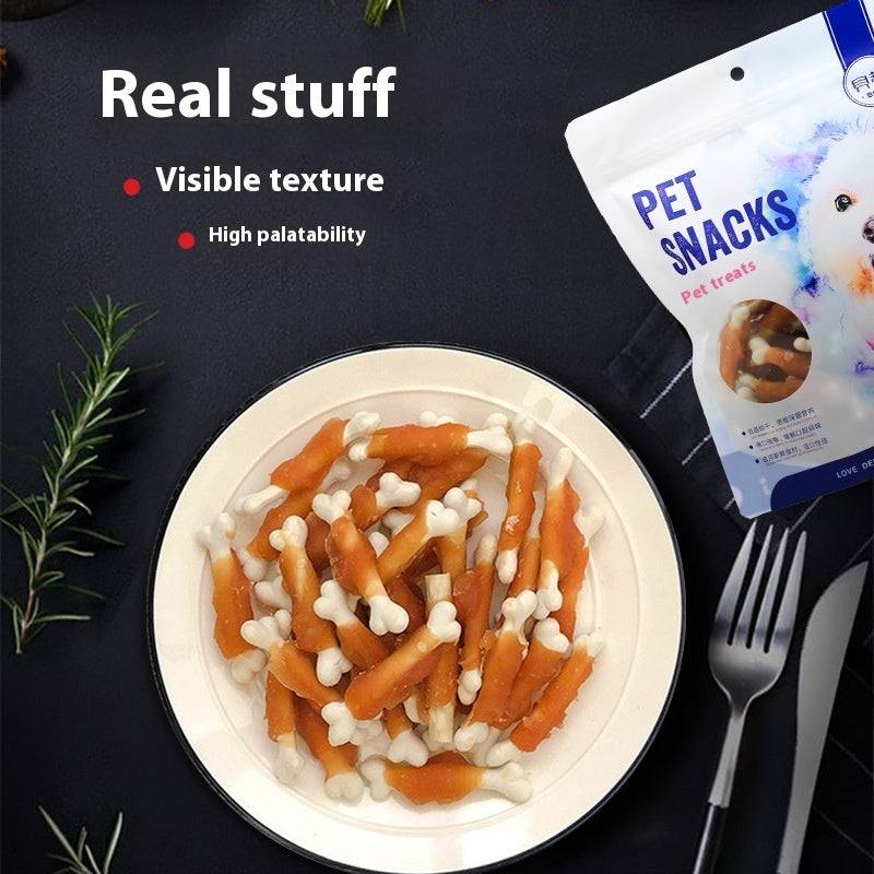 Real ingredients shown in Chicken Wrapped Milk Bone treats, highlighting quality and authenticity