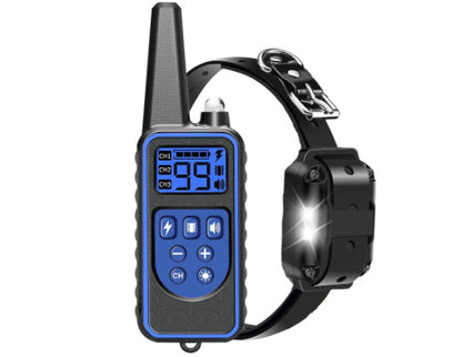 Remote dog training collar with adjustable strap and handheld remote for effective behavior correction blue variant 