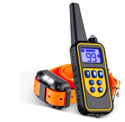 Remote dog training collar with adjustable strap and handheld remote for effective behavior correction orange variant