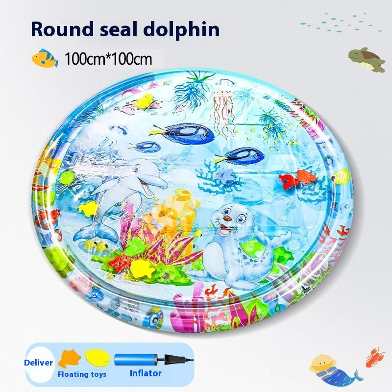 Round Seal Dolphin design cooling pet water bed cushion, measuring 100 cm, offering a cool and comfortable resting space for pets during hot days.