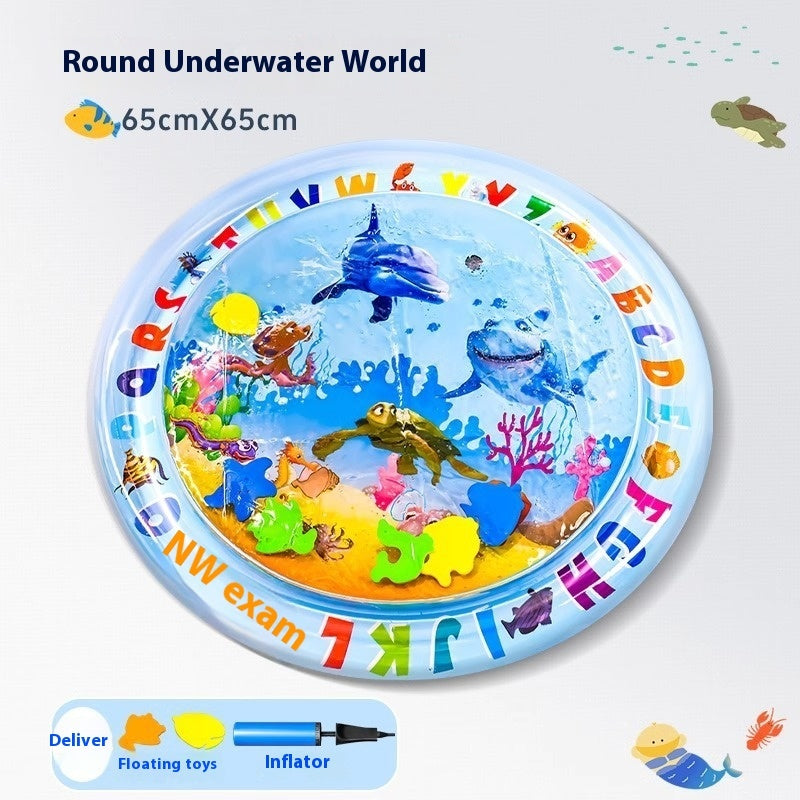  Round Underwater World design cooling pet water bed cushion, measuring 65 cm, perfect for keeping your pets comfortable and cool.