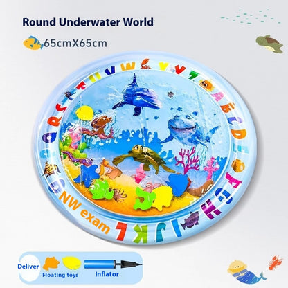  Round Underwater World design cooling pet water bed cushion, measuring 65 cm, perfect for keeping your pets comfortable and cool.