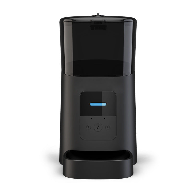 Smart automatic pet feeder with WiFi for cats and dogs, stylish and modern design black variant