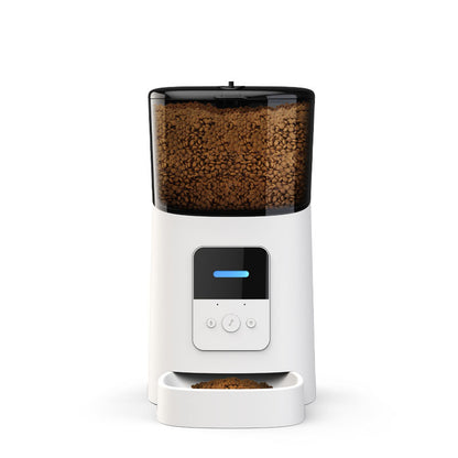 Smart automatic pet feeder with WiFi for cats and dogs, stylish and modern design white variant