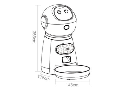 Smart robot pet feeder for dogs and cats with voice recorder and automatic portion control dimensions 