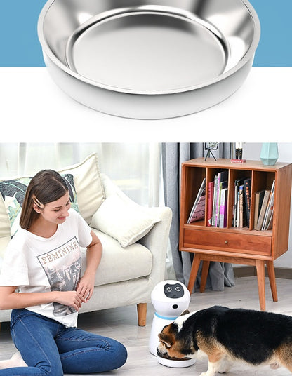 Smart robot pet feeder for dogs and cats with voice recorder and automatic portion control room view