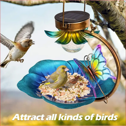 Solar-Powered Crackle Glass Bird Feeder. - Happy Pets