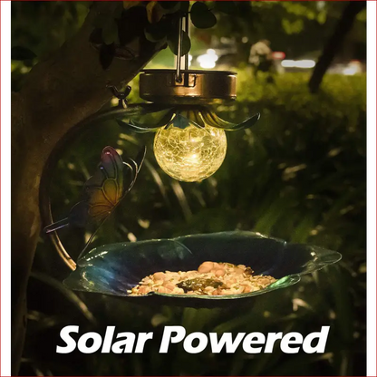 Solar-Powered Crackle Glass Bird Feeder. - Happy Pets