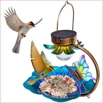 Solar-Powered Crackle Glass Bird Feeder. - Happy Pets