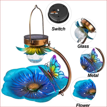 Solar-Powered Crackle Glass Bird Feeder. - Happy Pets