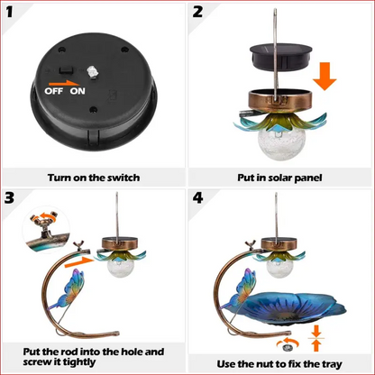 Solar-Powered Crackle Glass Bird Feeder. - Happy Pets