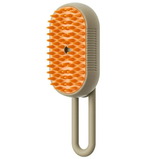 Main image of the 3-in-1 Steam Pet Brush in Brown, designed for gentle grooming, hair removal, and deep cleansing with an electric spray function