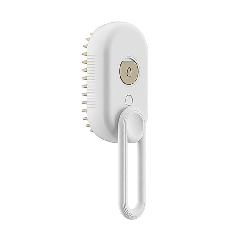 Main image of the 3-in-1 Steam Pet Brush in White, designed for easy grooming, hair removal, and deep cleansing with a 360-degree rotating handle and electric spray