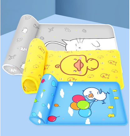 Summer cooling dog mat with raised pillow, breathable and non-slip, suitable for dogs and cats, shown in a neutral background three variant